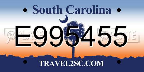 E995455 South Carolina License Plate