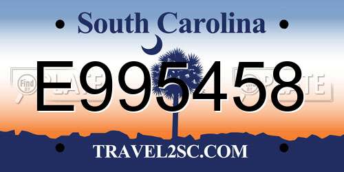 E995458 South Carolina License Plate
