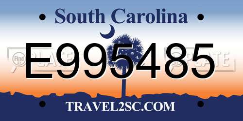 E995485 South Carolina License Plate