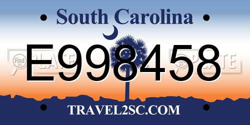 E998458 South Carolina License Plate