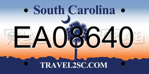 EA08640 South Carolina License Plate