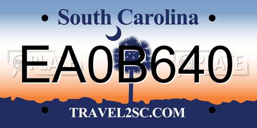 EA0B640 South Carolina License Plate