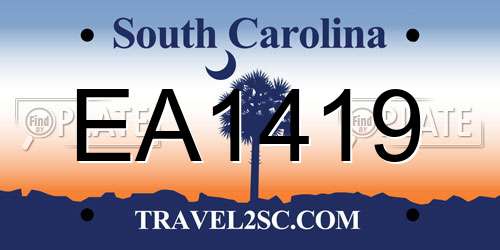 EA1419 South Carolina License Plate