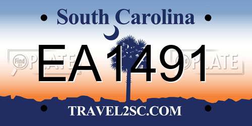 EA1491 South Carolina License Plate