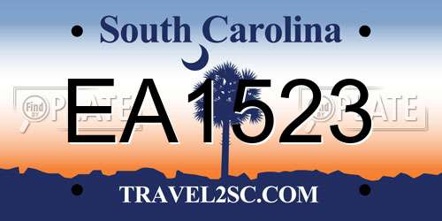 EA1523 South Carolina License Plate