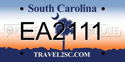 EA2111 South Carolina License Plate