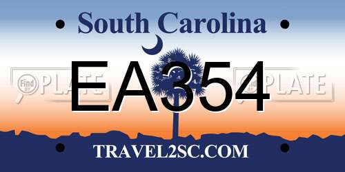 EA354 South Carolina License Plate