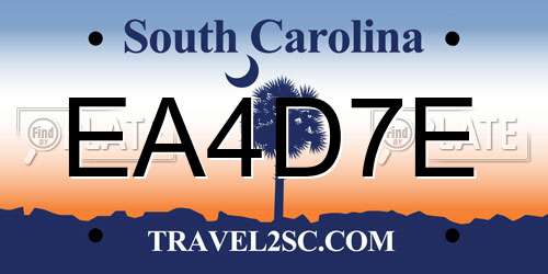 EA4D7E South Carolina License Plate
