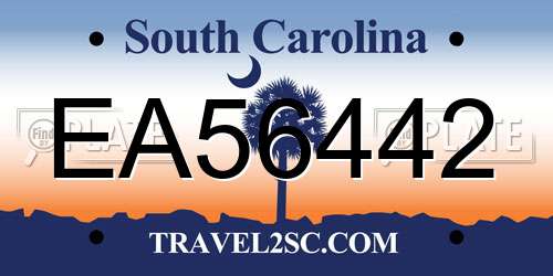 EA56442 South Carolina License Plate