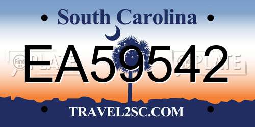 EA59542 South Carolina License Plate