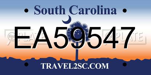 EA59547 South Carolina License Plate