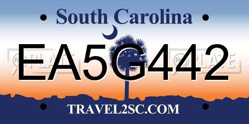 EA5G442 South Carolina License Plate