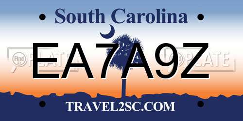 EA7A9Z South Carolina License Plate