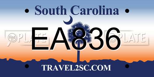 EA836 South Carolina License Plate