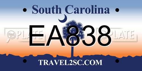 EA838 South Carolina License Plate