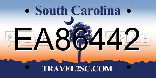 EA86442 South Carolina License Plate