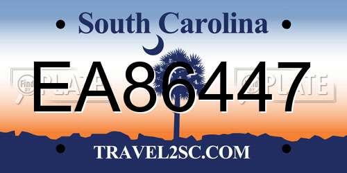 EA86447 South Carolina License Plate