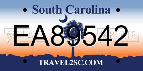 EA89542 South Carolina License Plate