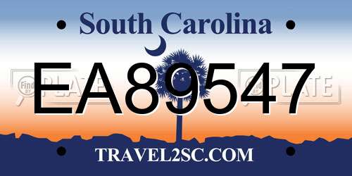 EA89547 South Carolina License Plate
