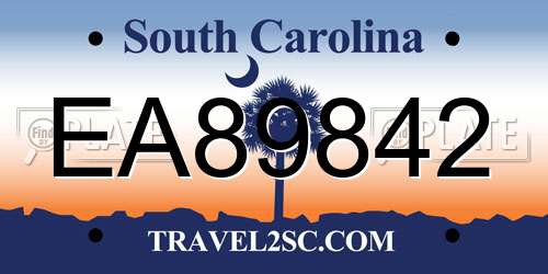 EA89842 South Carolina License Plate