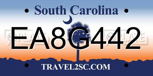 EA8G442 South Carolina License Plate
