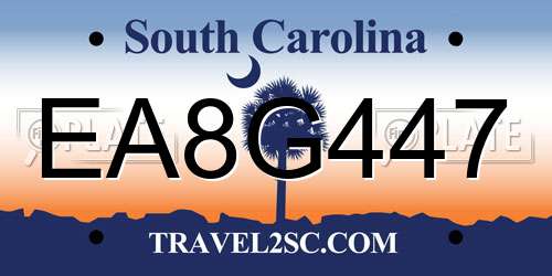 EA8G447 South Carolina License Plate