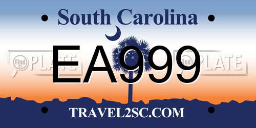 EA999 South Carolina License Plate