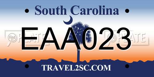 EAA023 South Carolina License Plate