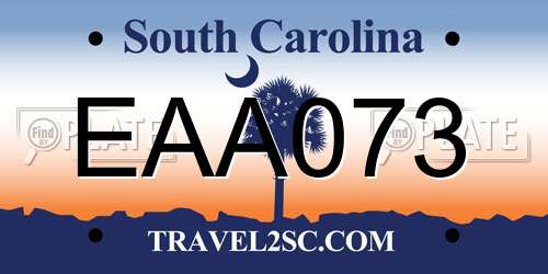 EAA073 South Carolina License Plate