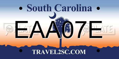 EAA07E South Carolina License Plate