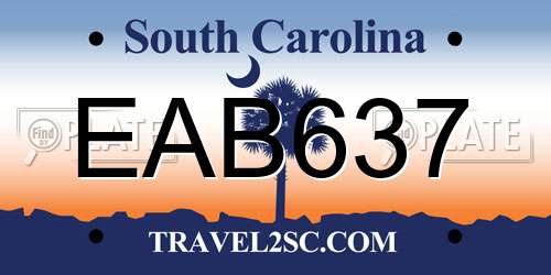 EAB637 South Carolina License Plate
