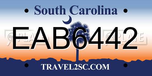 EAB6442 South Carolina License Plate