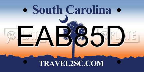 EAB85D South Carolina License Plate