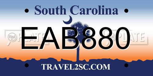 EAB880 South Carolina License Plate