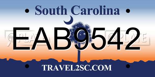 EAB9542 South Carolina License Plate