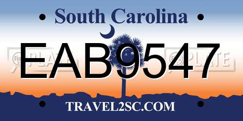 EAB9547 South Carolina License Plate