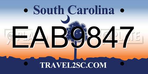 EAB9847 South Carolina License Plate