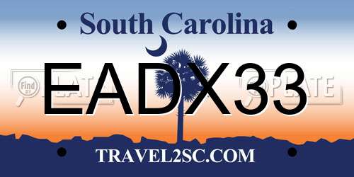 EADX33 South Carolina License Plate