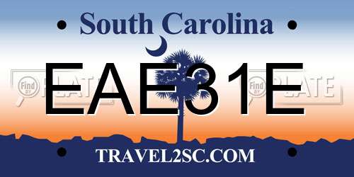 EAE31E South Carolina License Plate