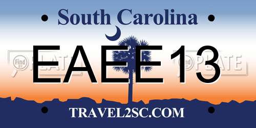 EAEE13 South Carolina License Plate
