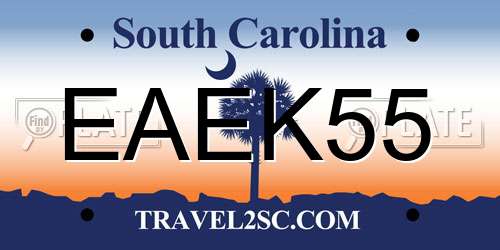 EAEK55 South Carolina License Plate