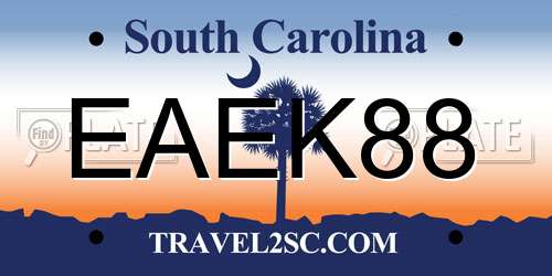 EAEK88 South Carolina License Plate