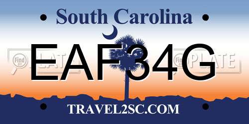 EAF34G South Carolina License Plate