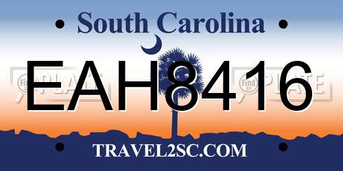 EAH8416 South Carolina License Plate