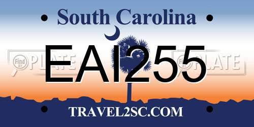 EAI255 South Carolina License Plate
