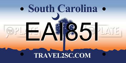 EAI85I South Carolina License Plate