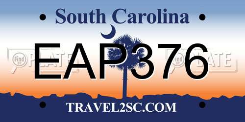 EAP376 South Carolina License Plate