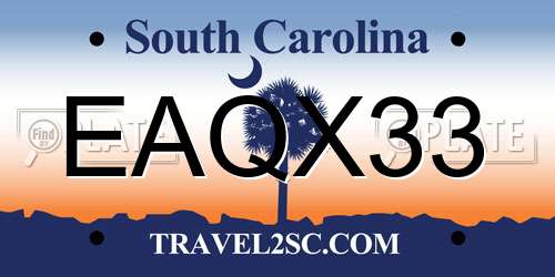 EAQX33 South Carolina License Plate