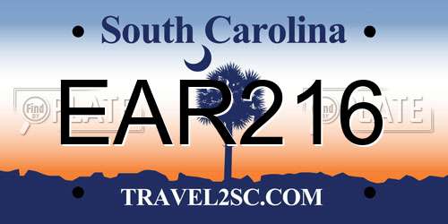 EAR216 South Carolina License Plate