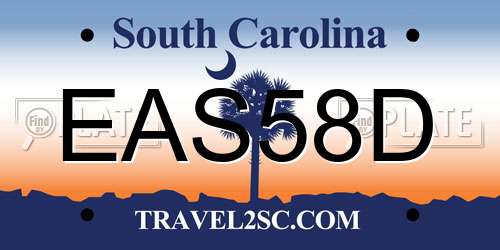 EAS58D South Carolina License Plate